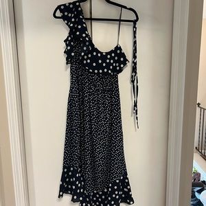 Polka dot one shoulder dress